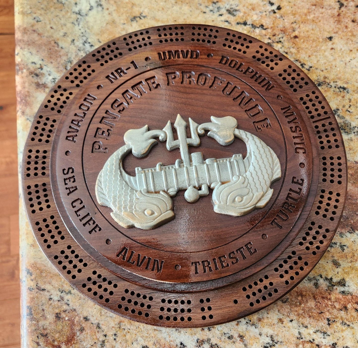 Custom Cribbage Board - US Navy - Submarine Deep Submergence